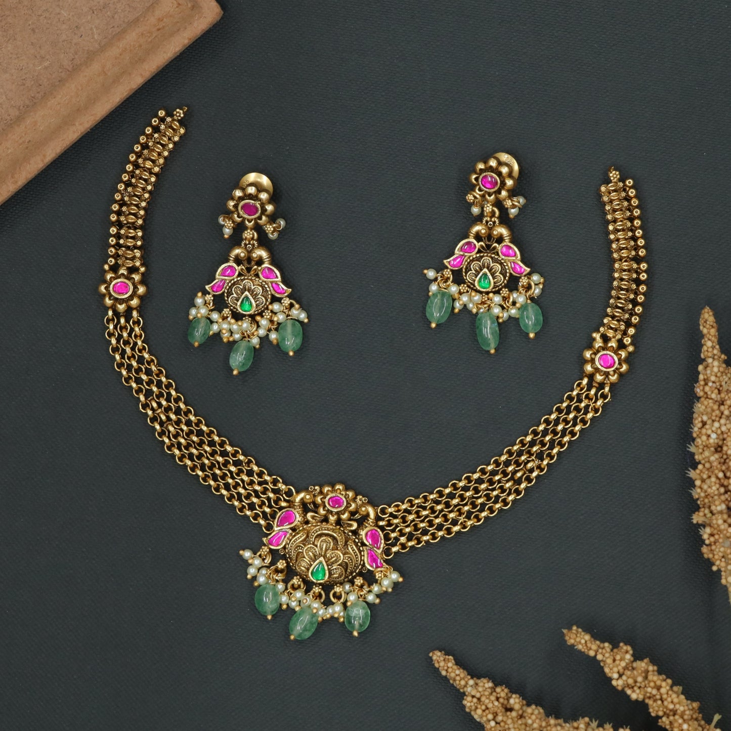 Decorative Peacock Necklace with Graceful Flow