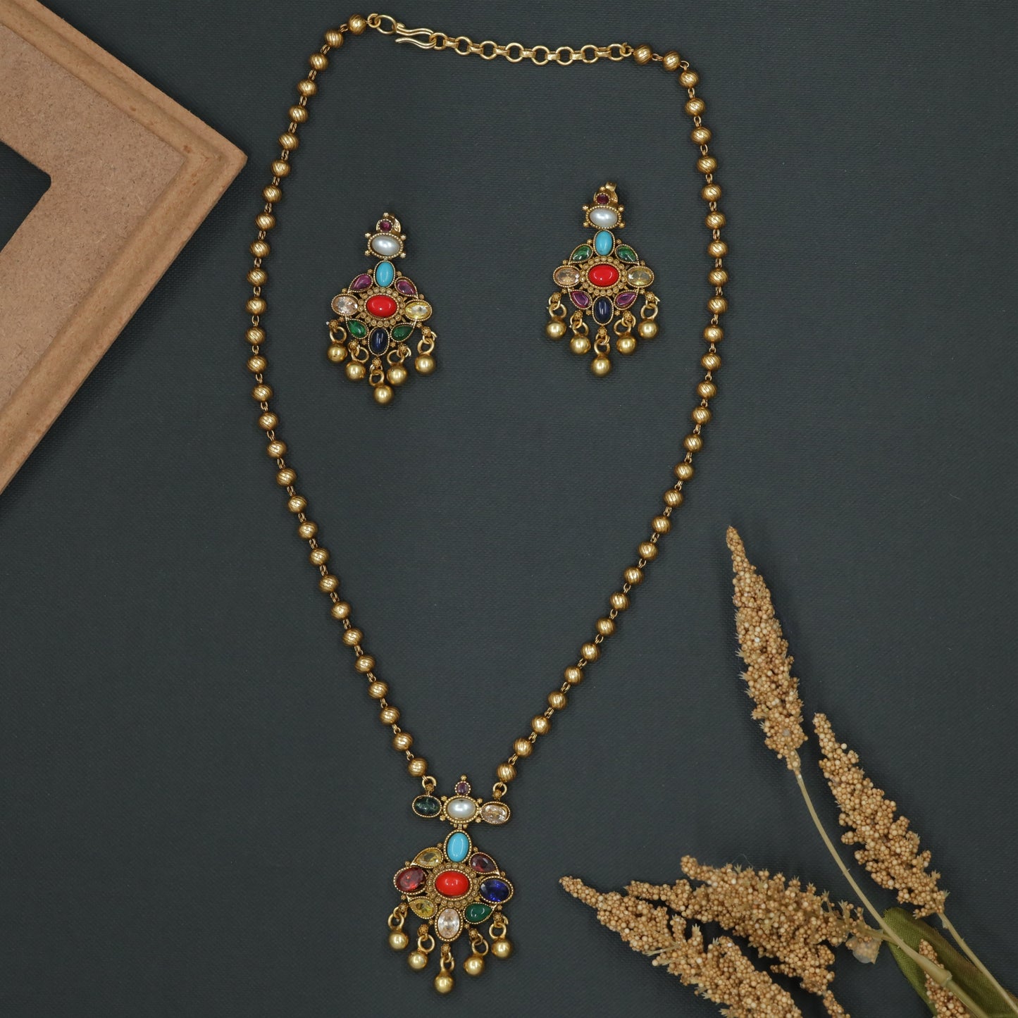 Floral Drop Chain with Ornamental Pendant