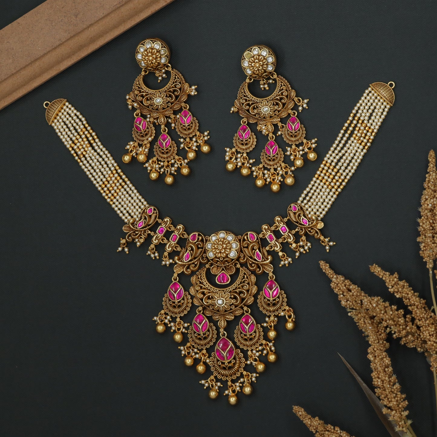 Statement Emblem Necklace with Layered Drop Focus