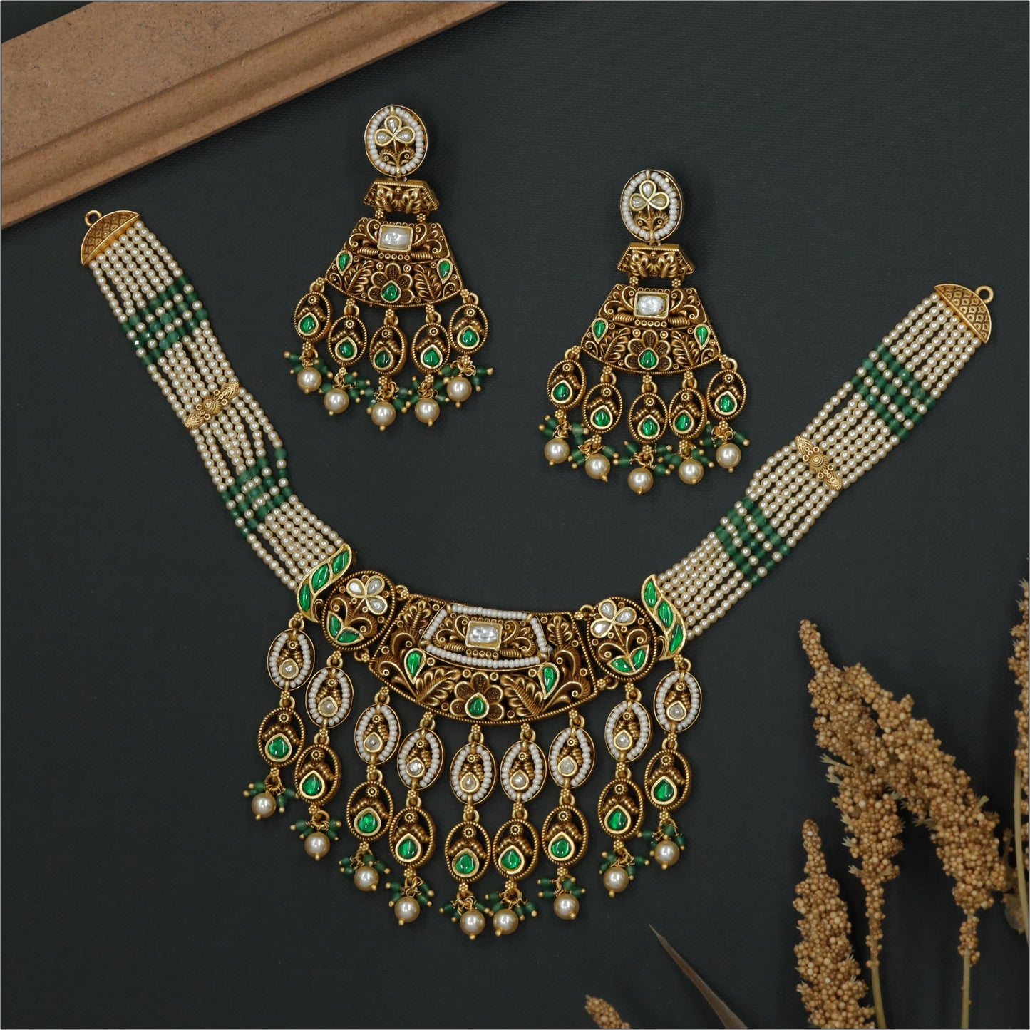 Royal Insignia Necklace with Decorative Drop Display