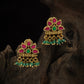Silver Ruby Petal Pearl Drop Hanging Earrings
