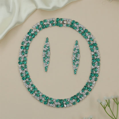 Striking Symmetrical Detailing on a Rhodium Necklace