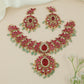 Traditional Peacock Jadau Necklace with Ornamental Side Layout