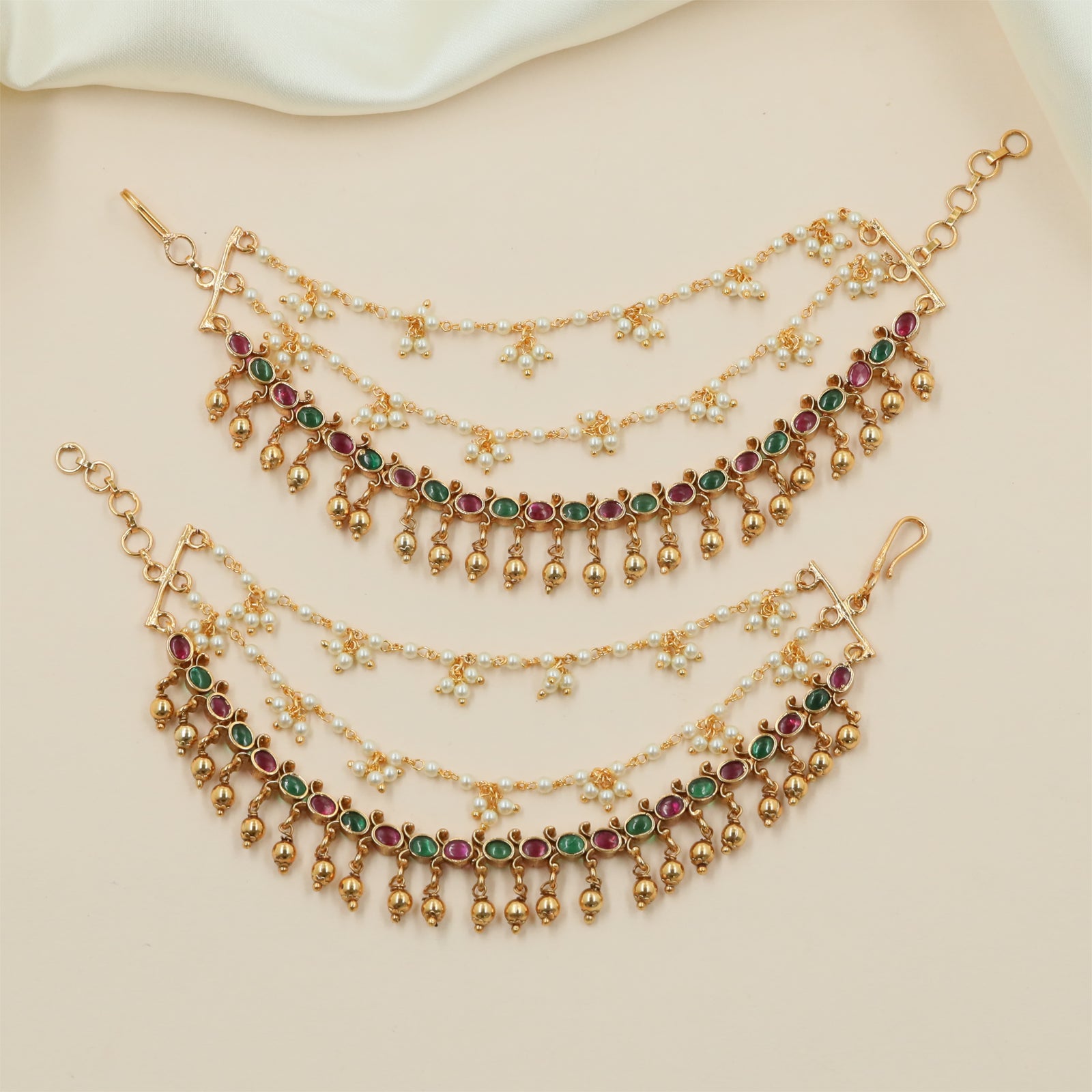 Decorative Ball Fringe Antique Mati with Curved Link Styling