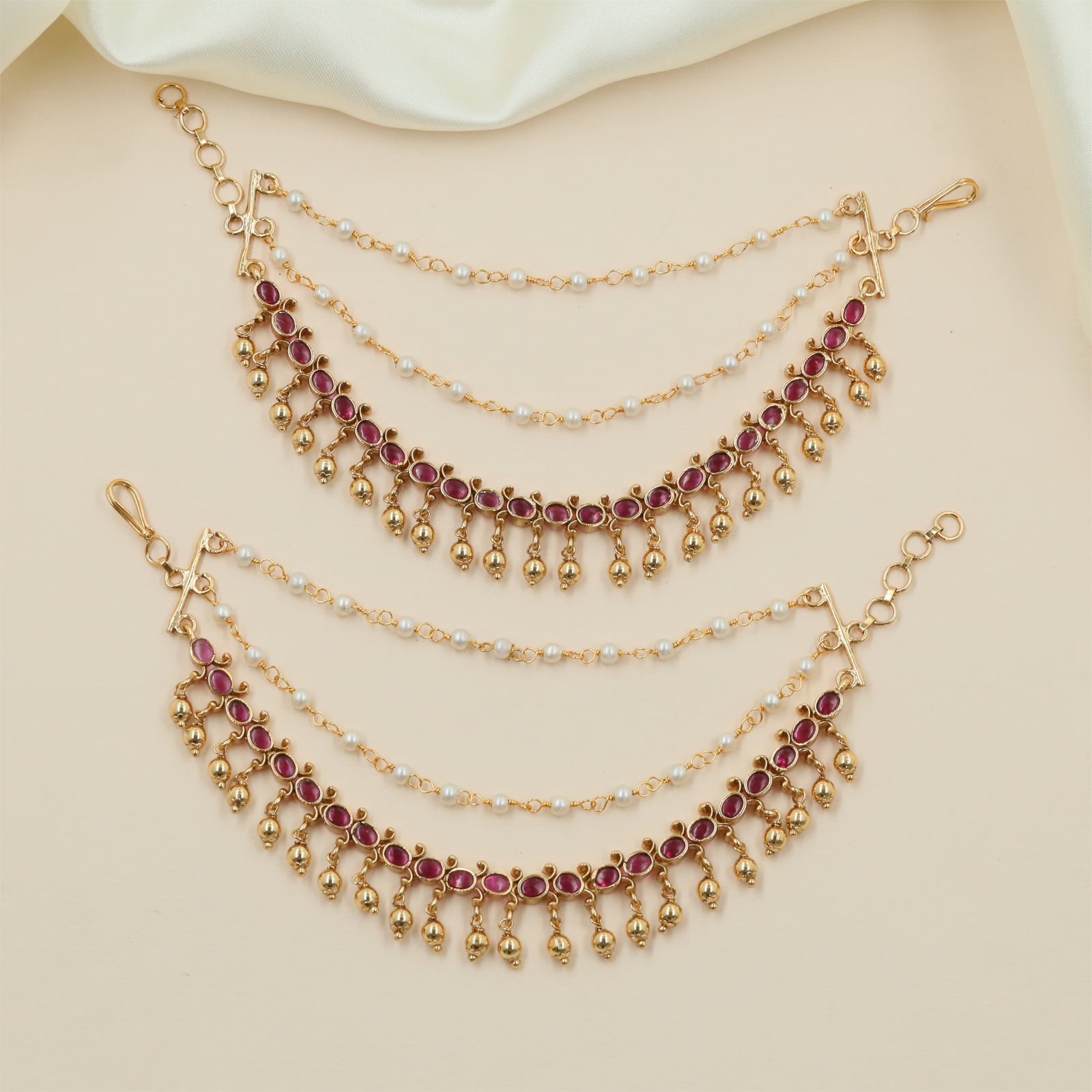 Decorative Ball Fringe Antique Mati with Curved Link Styling