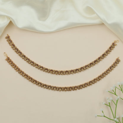 Dynasty Border Antique Payal with Repeating Chain Patterns