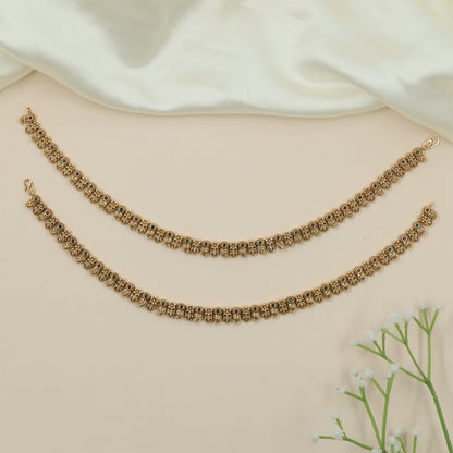 Dynasty Border Antique Payal with Repeating Chain Patterns