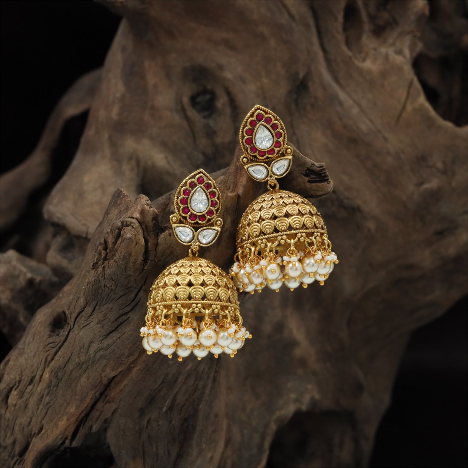 Gilded Pattern Antique Jumka with Decorative Border Layers