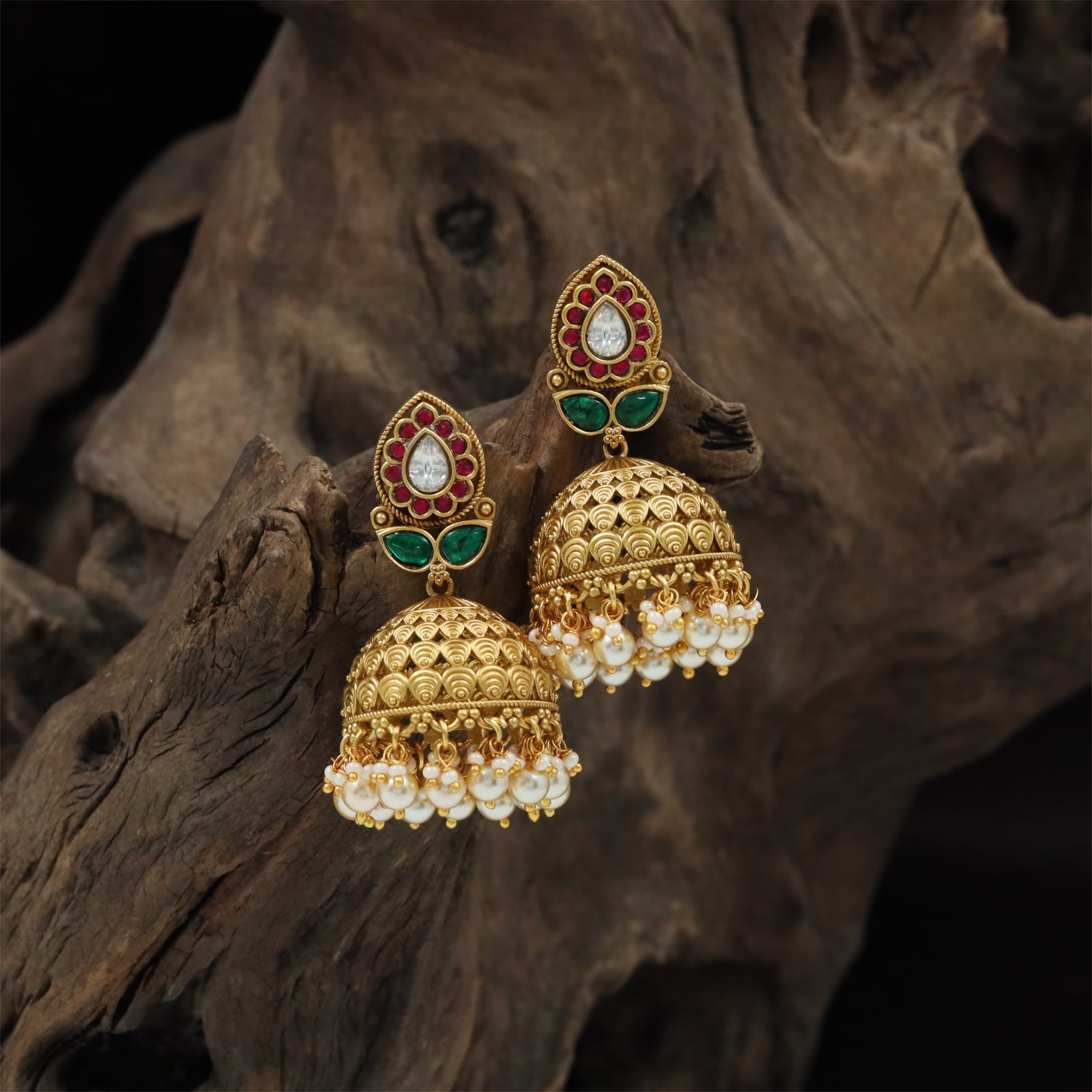 Gilded Pattern Antique Jumka with Decorative Border Layers