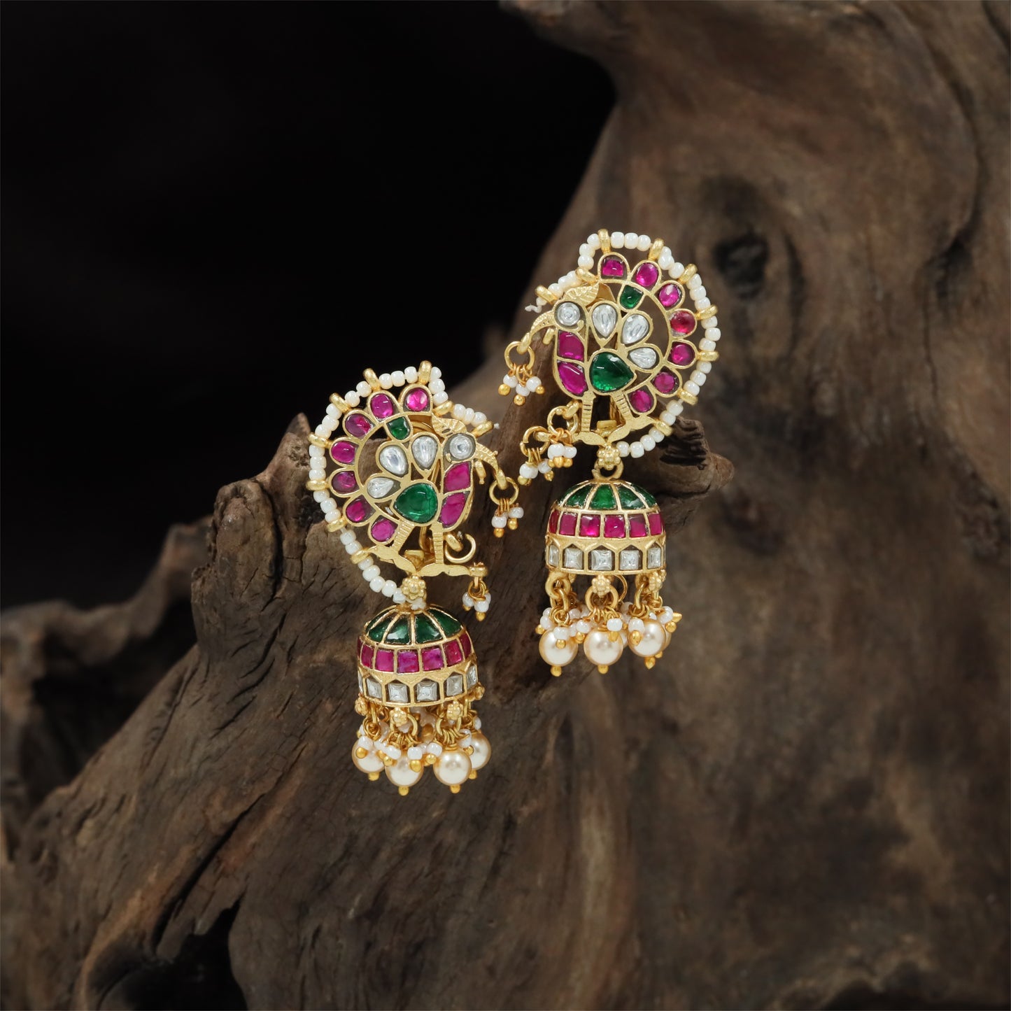 Noble Cluster Jadau Jumka with Traditional Bell Craftsmanship