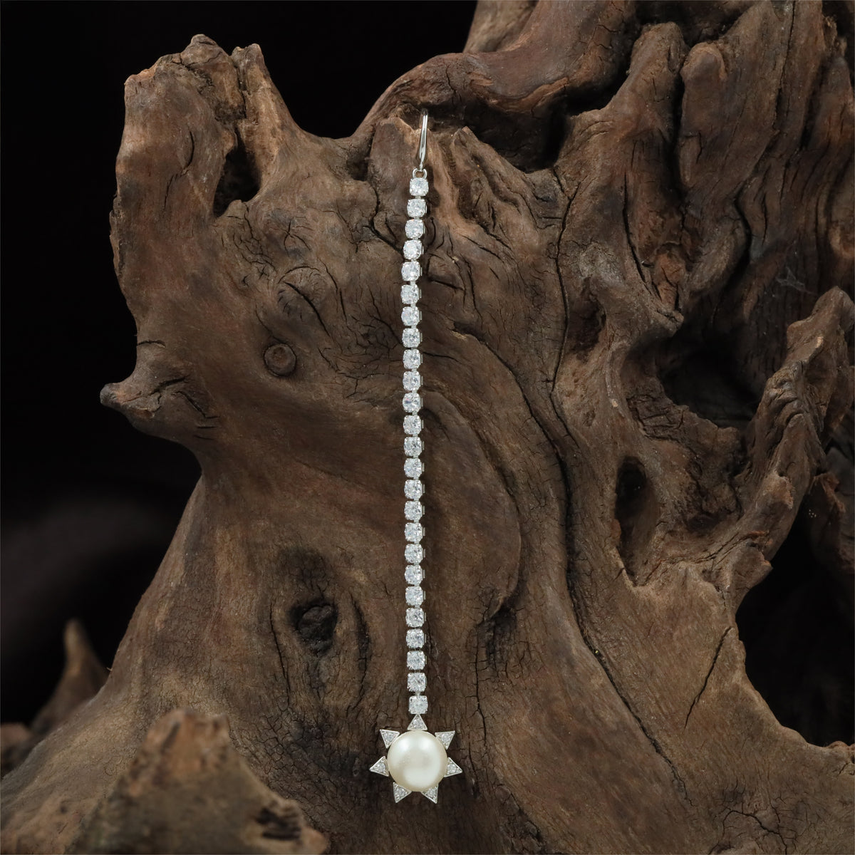 Rhodium Tikka With Sunburst Pearl Pendant