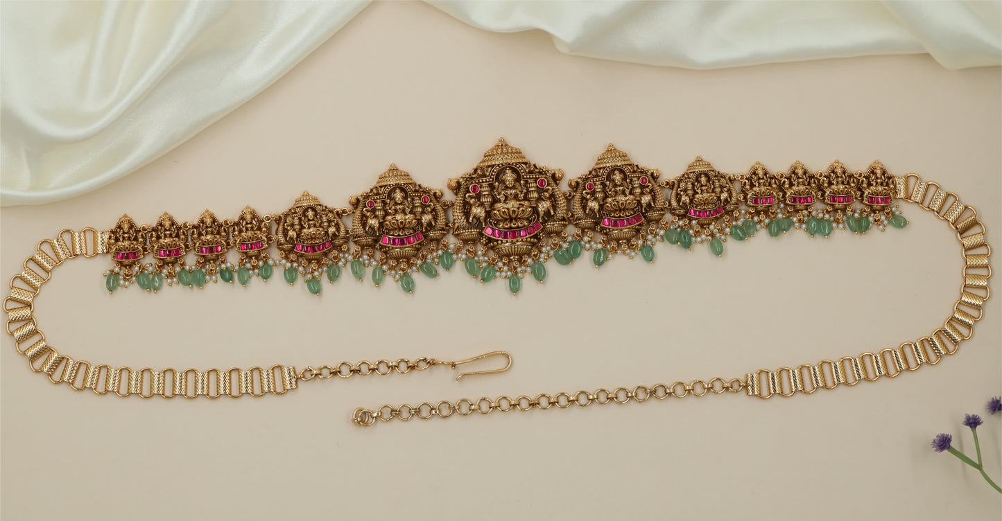 Bridal Lakshmi Antique Waist Belt with Ornamental Border Styling