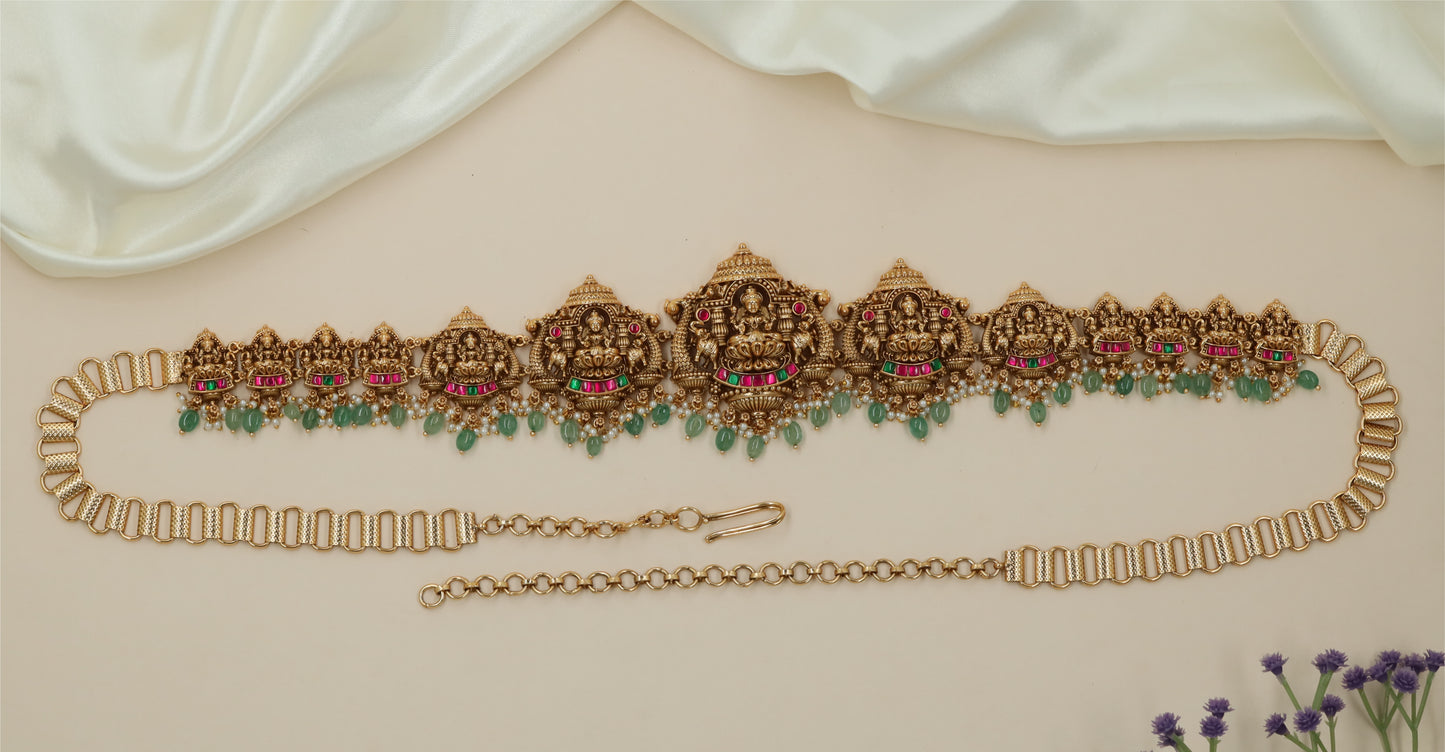 Bridal Lakshmi Antique Waist Belt with Ornamental Border Styling