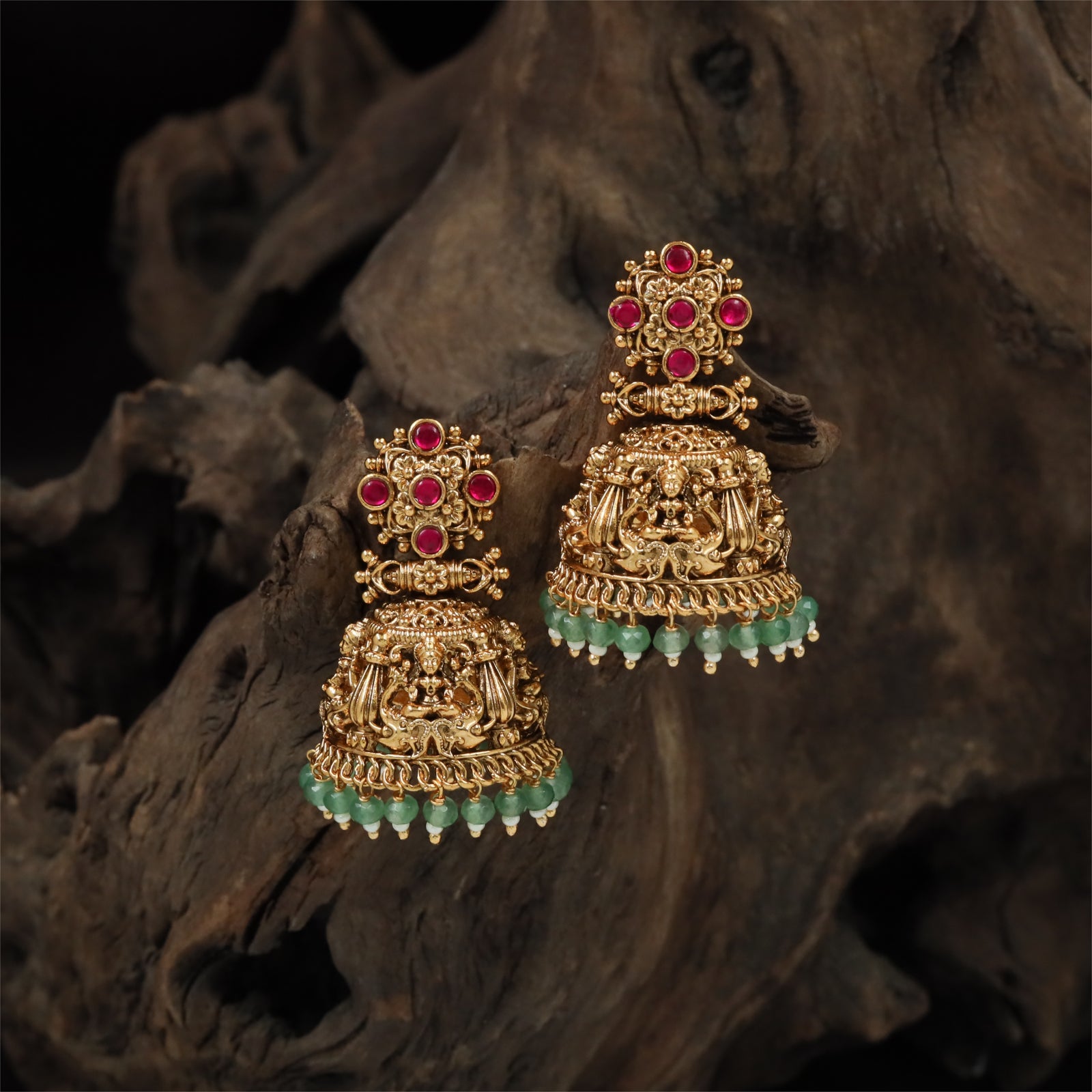 Classic Bell Shape Antique Jumka with Hanging Tassel Finish