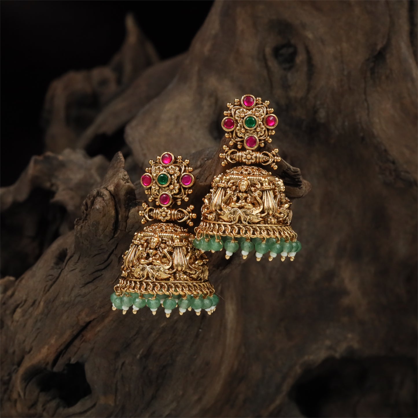 Classic Bell Shape Antique Jumka with Hanging Tassel Finish