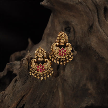 Temple Lakshmi Antique Hangings with Floral Cluster Detailing