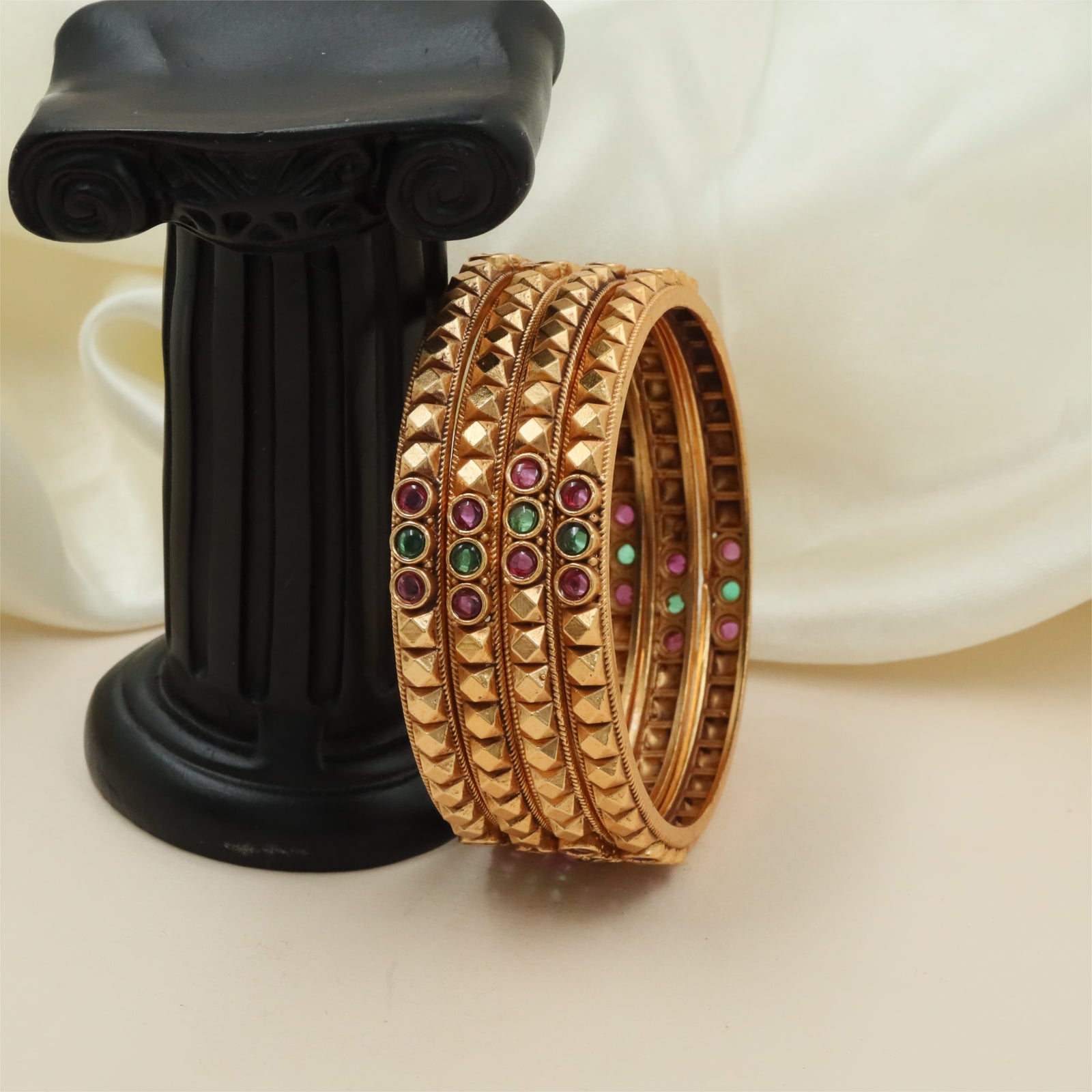 Handcrafted Broad Frame Bangles with Detailed Surface Texture