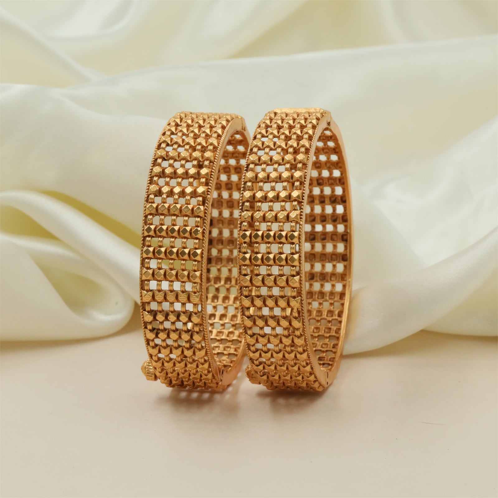 Traditional Multi Row Bangles with Decorative Surface Craftsmanship