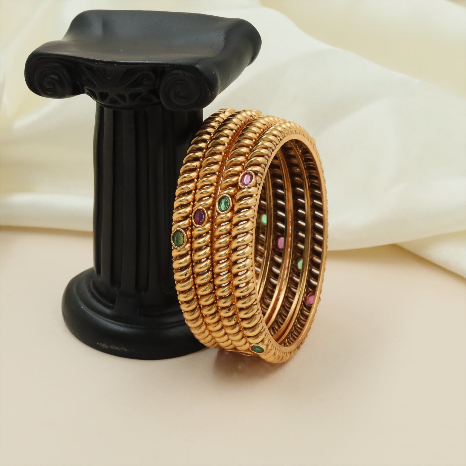 Traditional Rope Style Bangles with Structured Curved Patterns