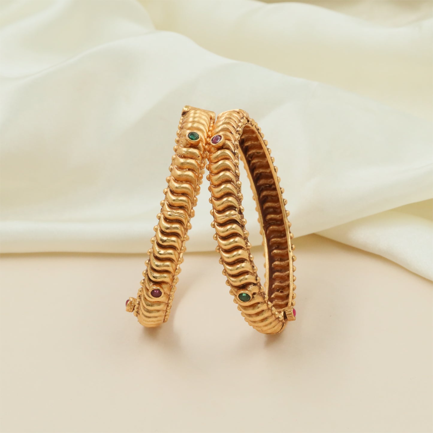 Traditional Rope Style Bangles with Repeating Rounded Detailing