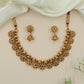Signature Ribbed Bead Antique Necklace with Floral Pattern Work