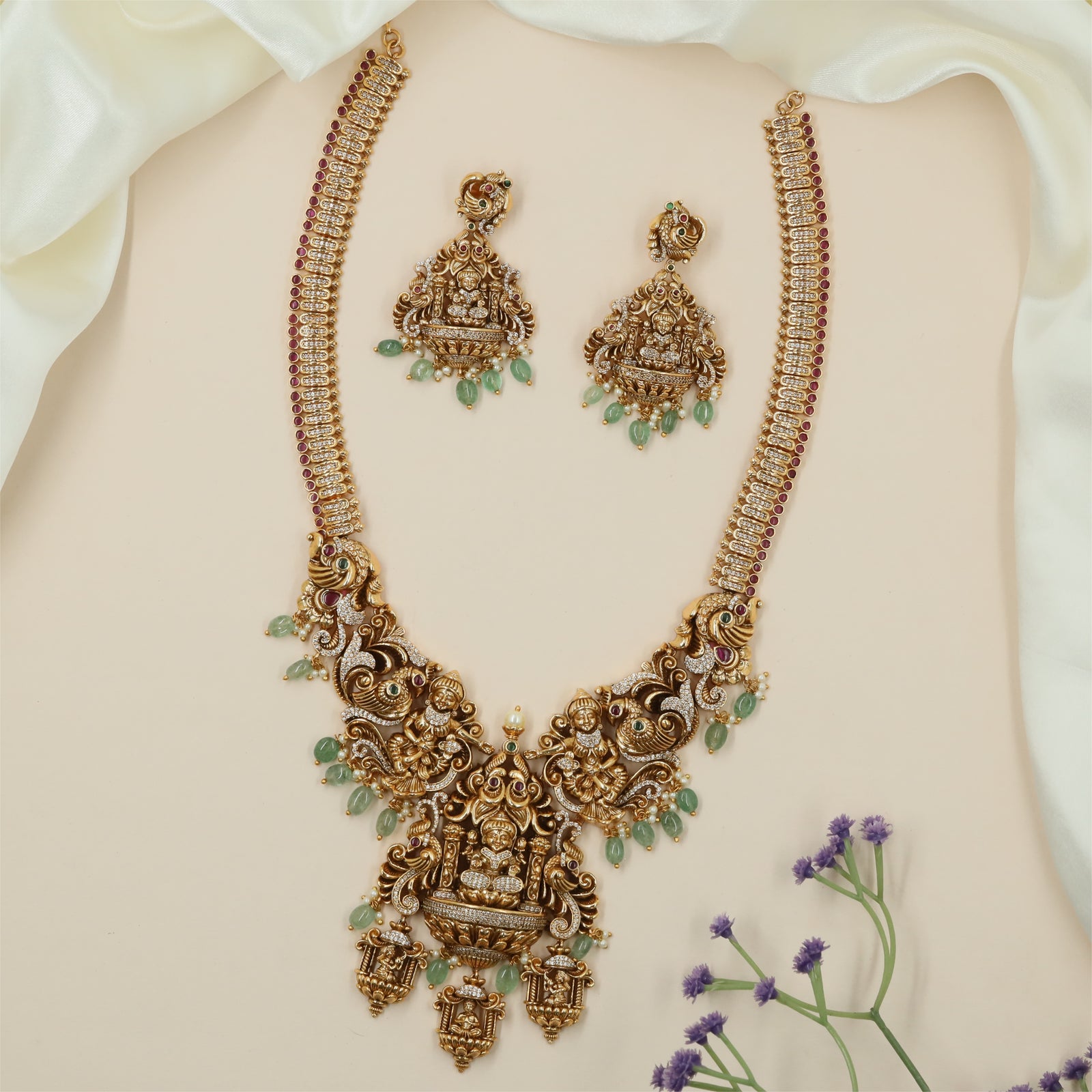 Traditional Lakshmi Long Haara with Curved Side Panels