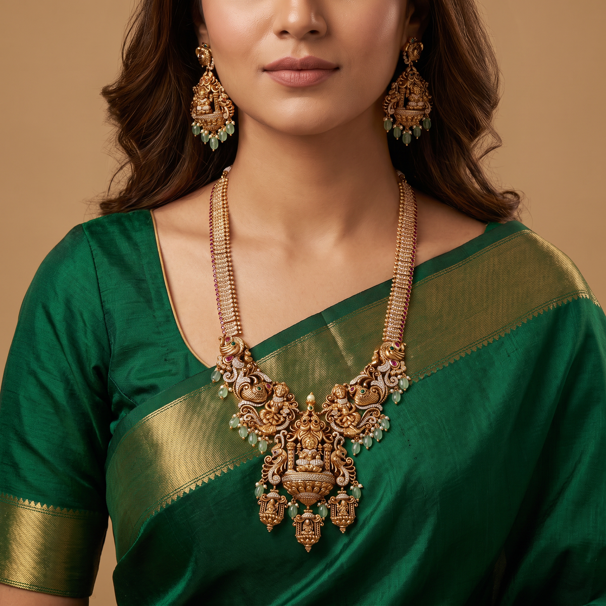 Traditional Lakshmi Long Haara with Curved Side Panels