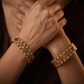 Temple Grid Antique Bangles with Rectangular Floral Frames and Structured Border Work