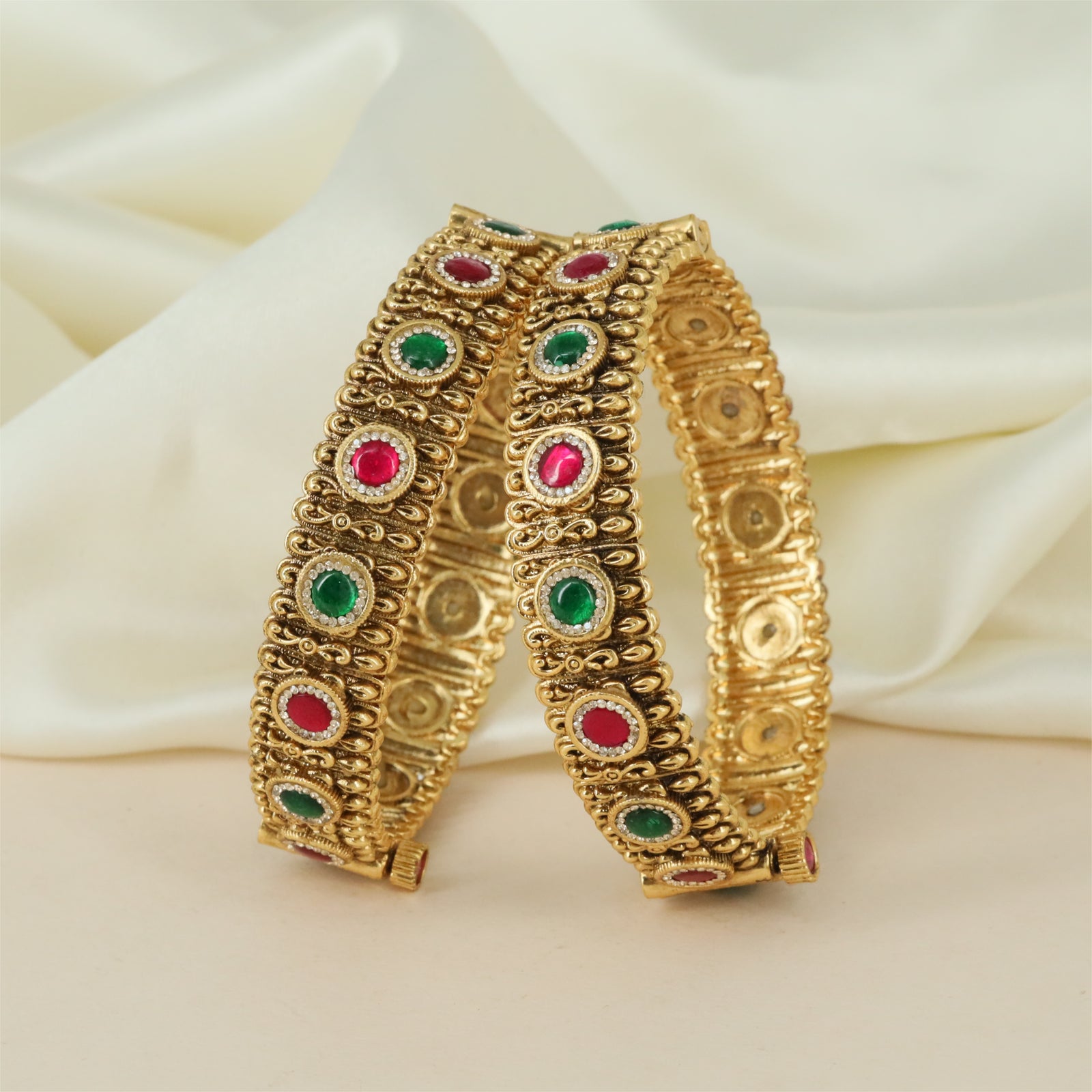 Traditional Ornamental Antique Bangles featuring Symmetrical Framework