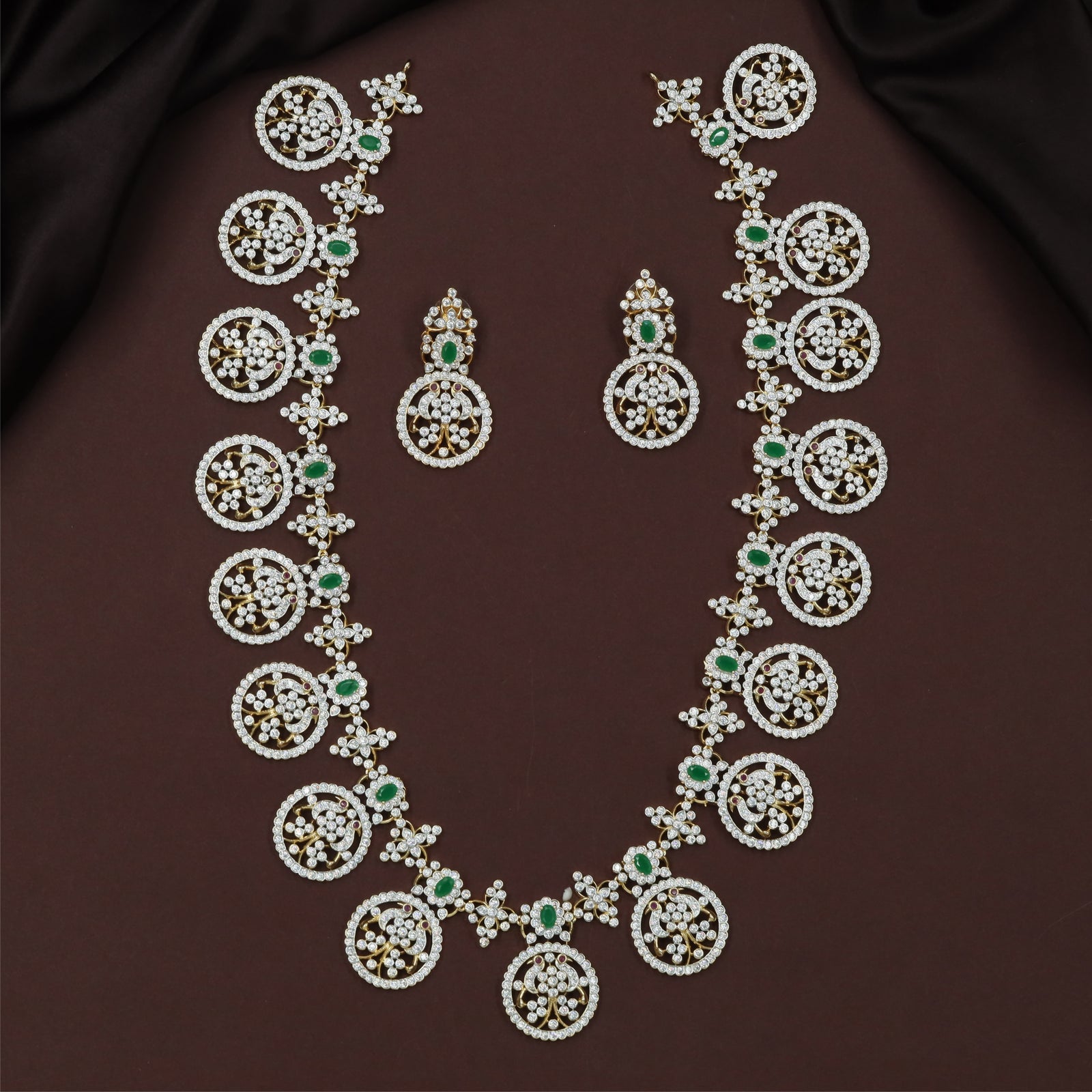 Granulated Floral GJ Long Haara with Decorative Round Accents