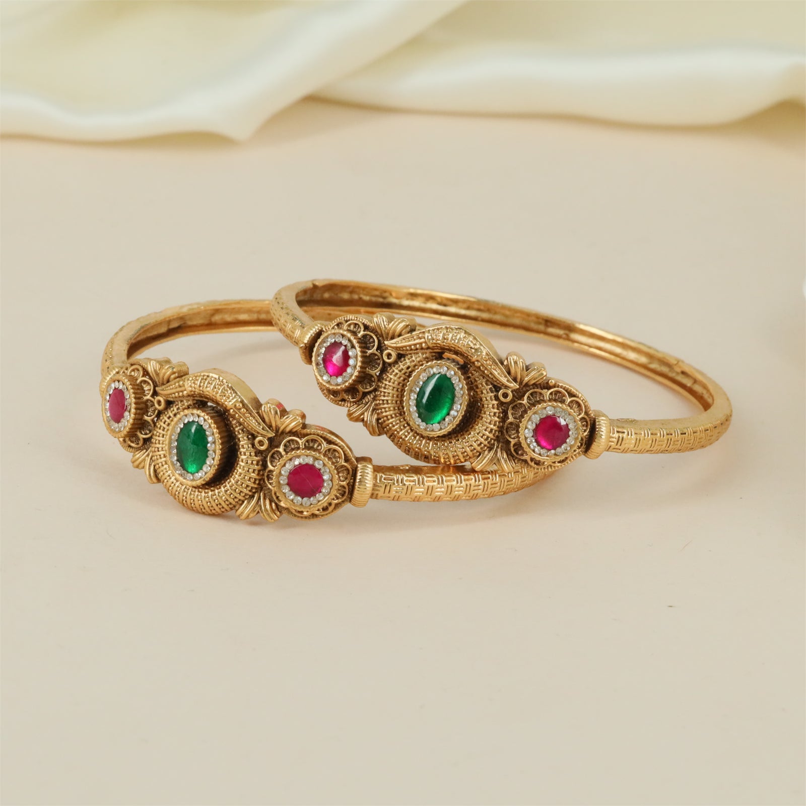 Cultural Heritage Bangles with Structured Filigree Composition