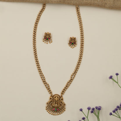 Ornamental Temple Layout Antique Chain With Lakshmi Motif Detailing