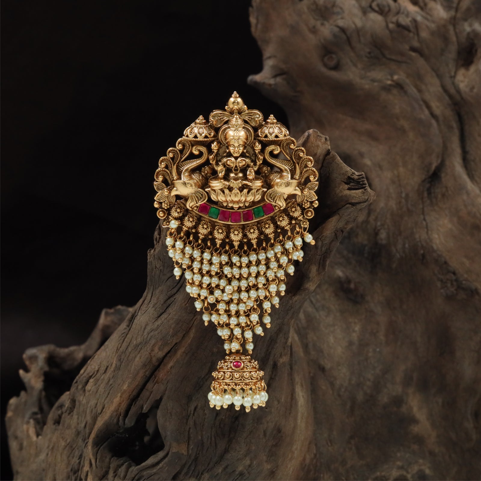 Heritage Lakshmi Frame Antique Jade Bille with Elephant Border Detailing