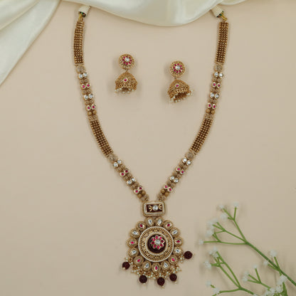 Royal Rosette Kundan Long Haara with Multi Strand Chain Work