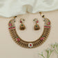 Dewline Paisley Kundan Necklace with Ribbed Link Rows