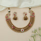 Dewline Paisley Kundan Necklace with Ribbed Link Rows