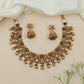 Dewline Floral Kundan Necklace with Hanging Ball Tassels