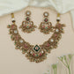 Classic Vine Kundan Necklace with Curved Grid Layout and Rounded Hangings