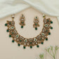 Classic Vine Kundan Necklace with Curved Grid Layout and Rounded Hangings