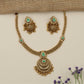 Decorative Pendant Border Antique Necklace with Textured Chain Styling
