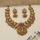 Lakshmi Peacock Carving Necklace with Hanging Fringe Borders