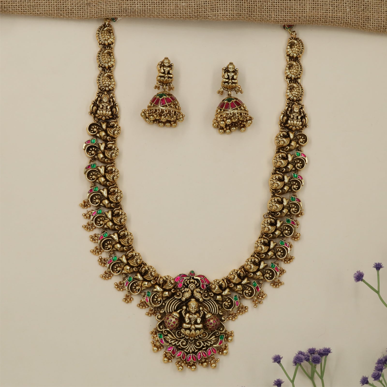 Grand Peacock Connector Pendant Long Haara Necklace