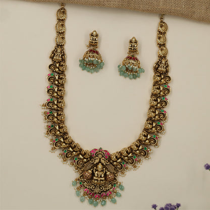 Grand Peacock Connector Pendant Long Haara Necklace