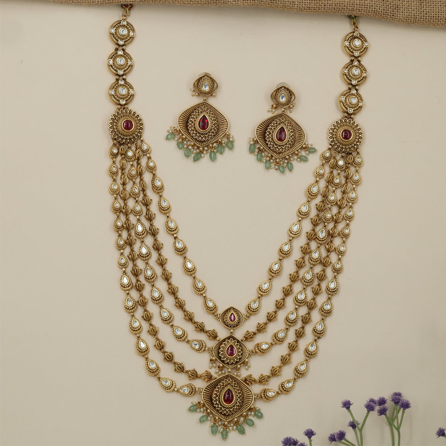 Grand Dropwork Border Antique Long Haara Set