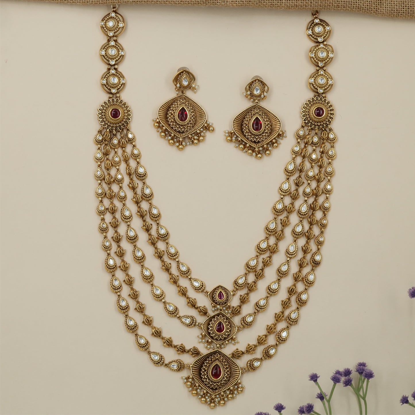 Grand Dropwork Border Antique Long Haara Set