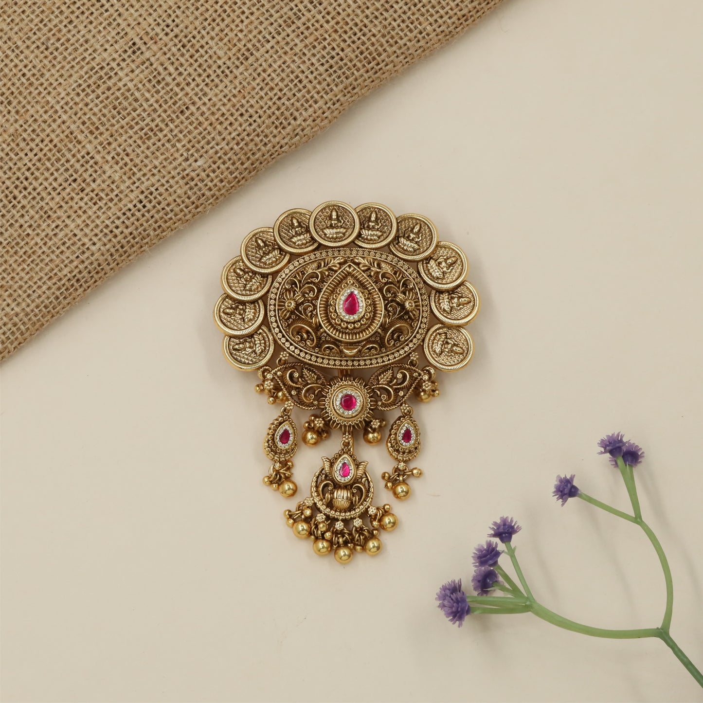 Grand Lakshmi Coin Cluster Antique Jade Bille