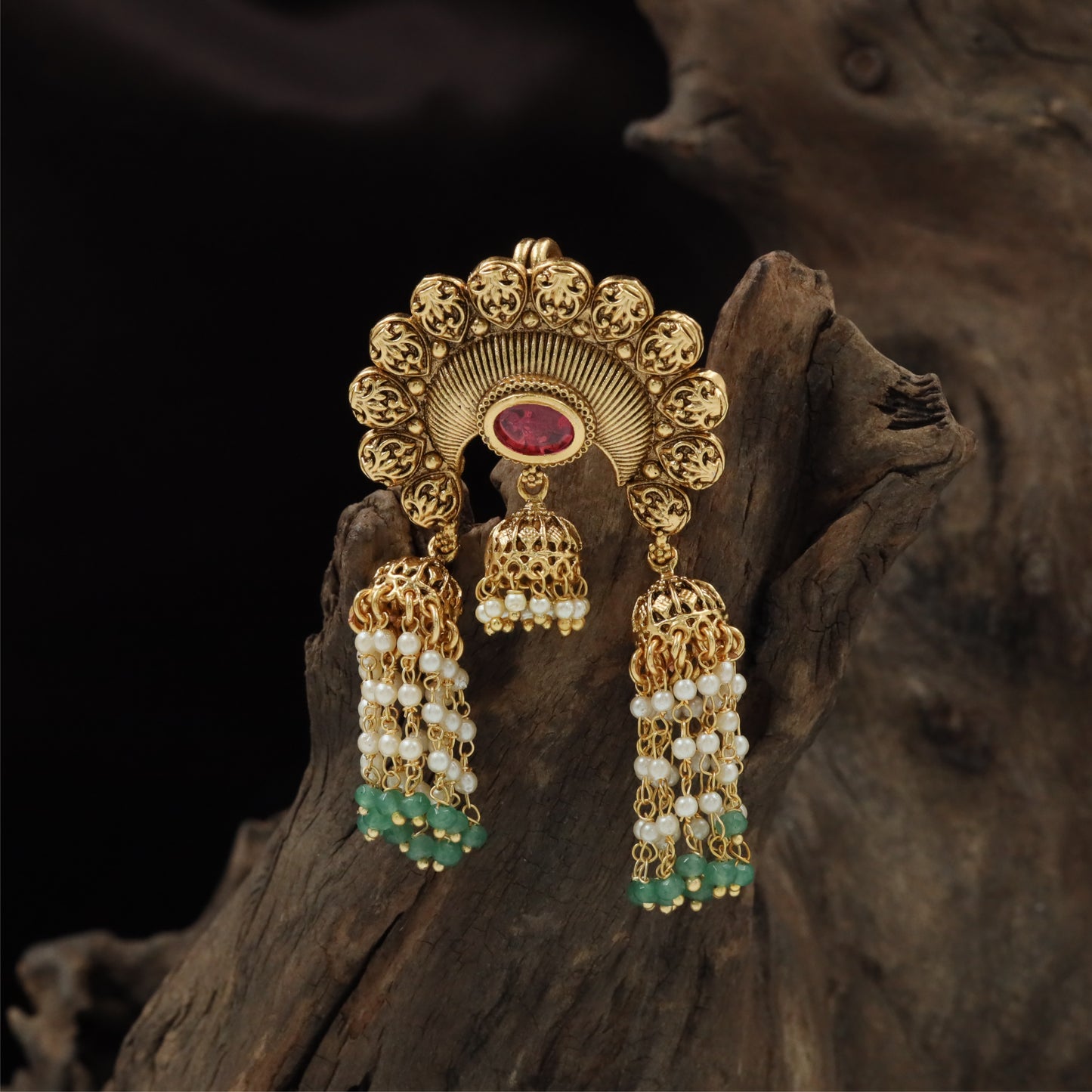 Bridal Filigree Drop Antique Jade Bille