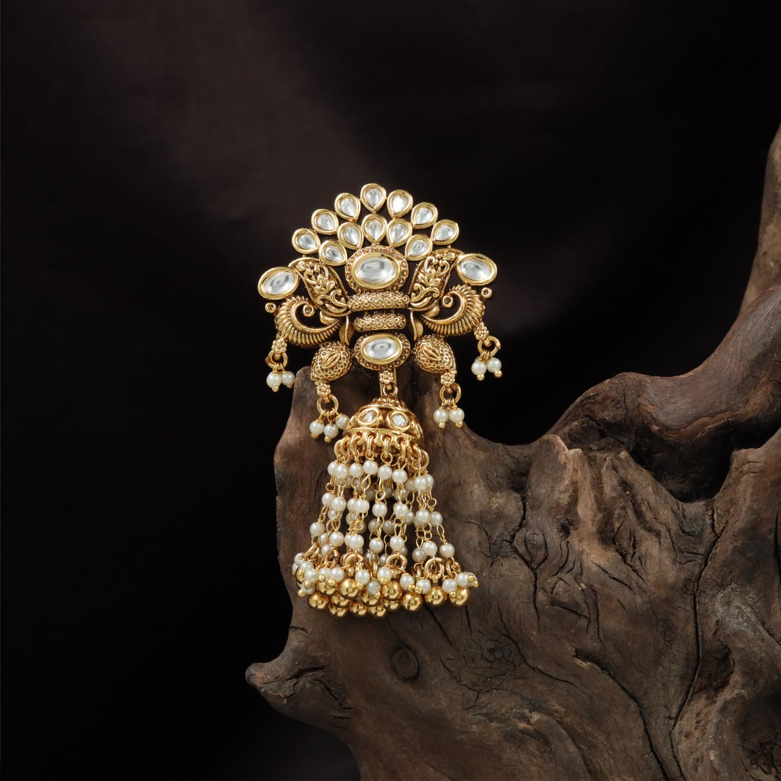 Decorative Pearl Fringe Jade Bille with Sculpted Arch Detailing