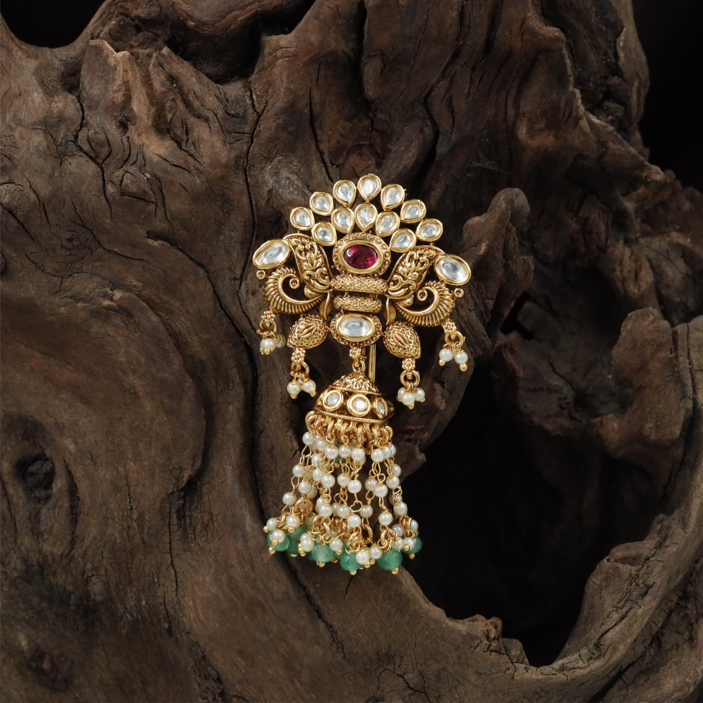 Decorative Pearl Fringe Jade Bille with Sculpted Arch Detailing