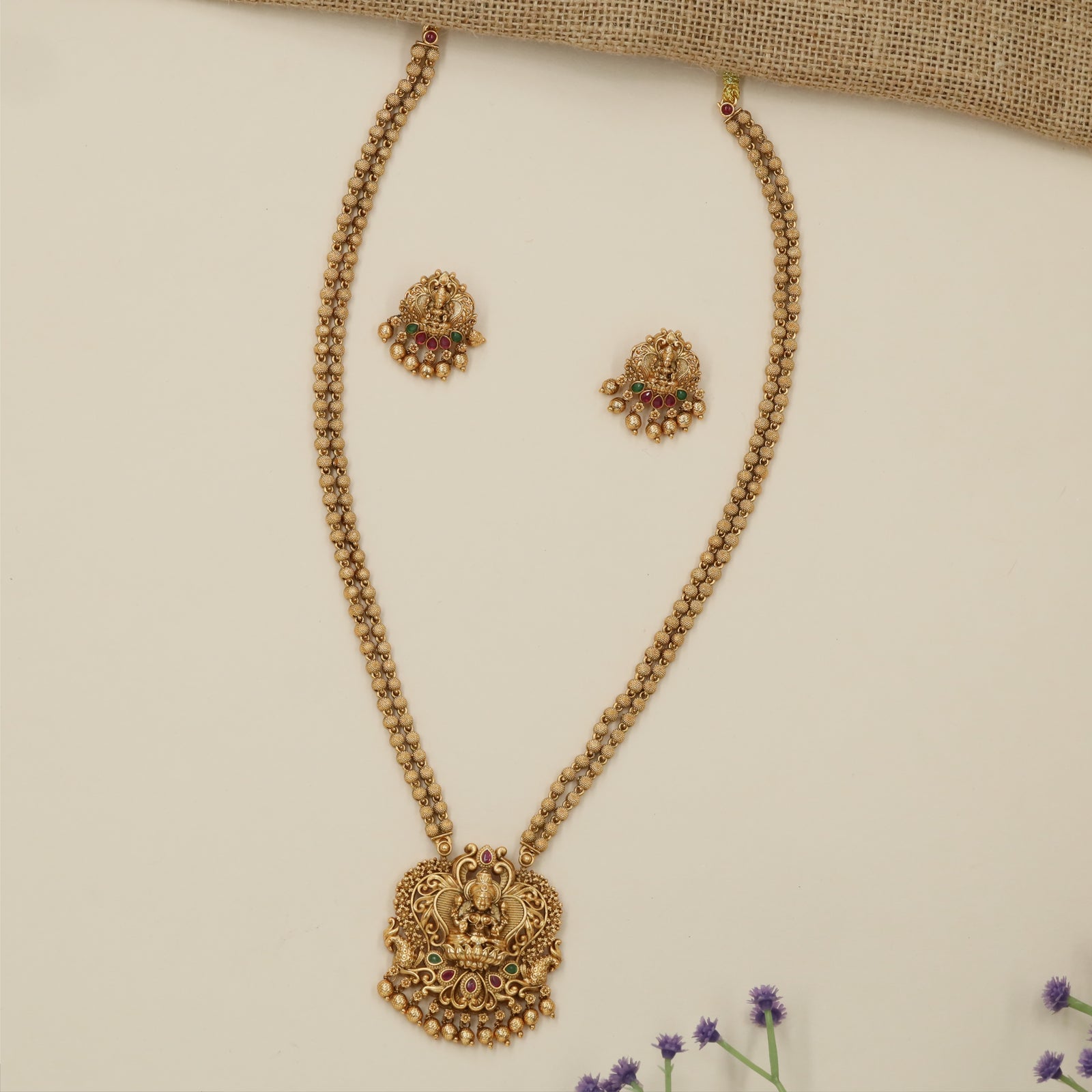 Regal crafted Lakshmi chain with ornate divine detailing